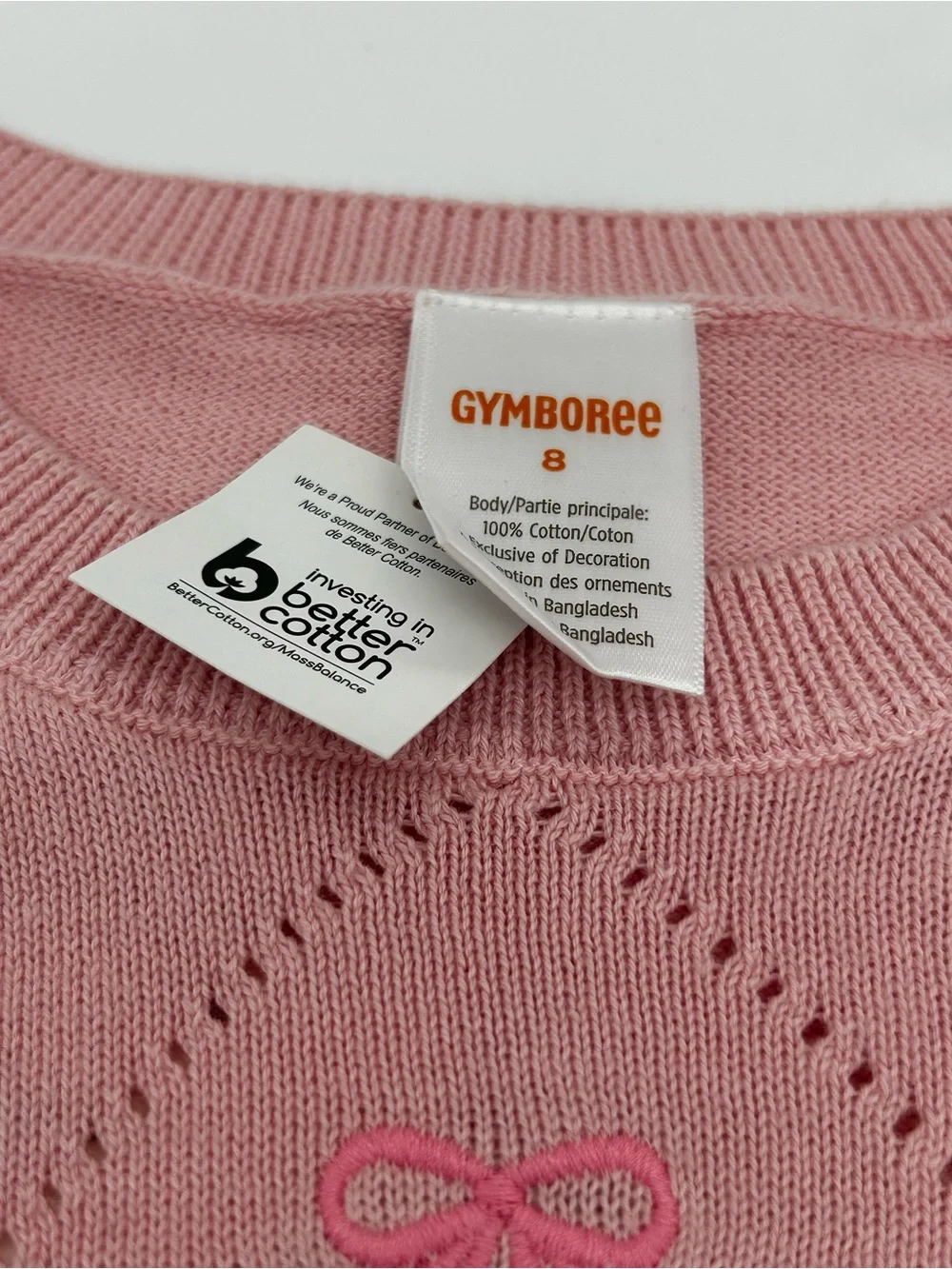 Gymboree Girls Short Sleeve Sweater in Pink with Flowers and Bows Size 8 (NWT)